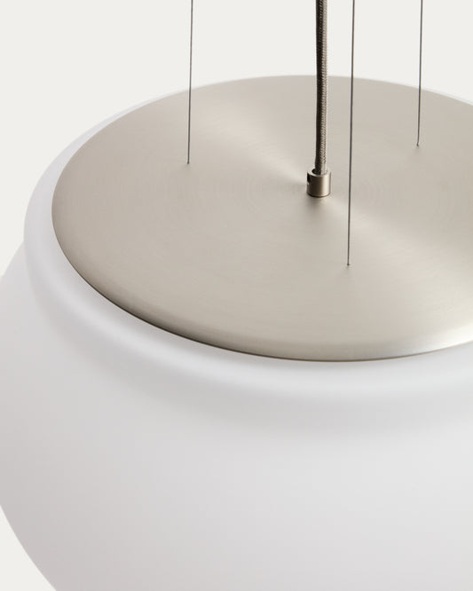 Leruna frosted glass and metal LED ceiling lamp with galvanised finish Ø 40 cm