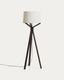 Ubira ash wood floor lamp with dark finish and linen lampshade