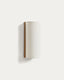 Umbran wall-mounted light fixture made from light brown rubberwood and beige linen