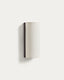 Umbran wall-mounted light fixture in dark brown rubberwood and beige linen