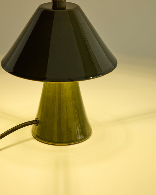 Stona lampa Ceren od zelene keramike 21 cm