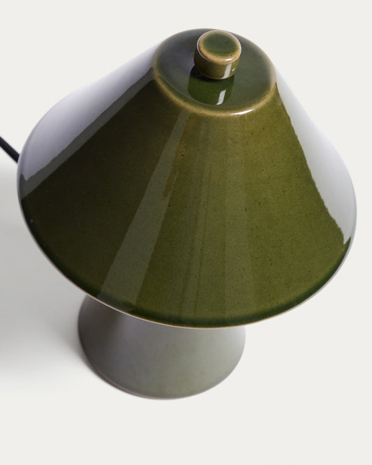 Stona lampa Ceren od zelene keramike 21 cm
