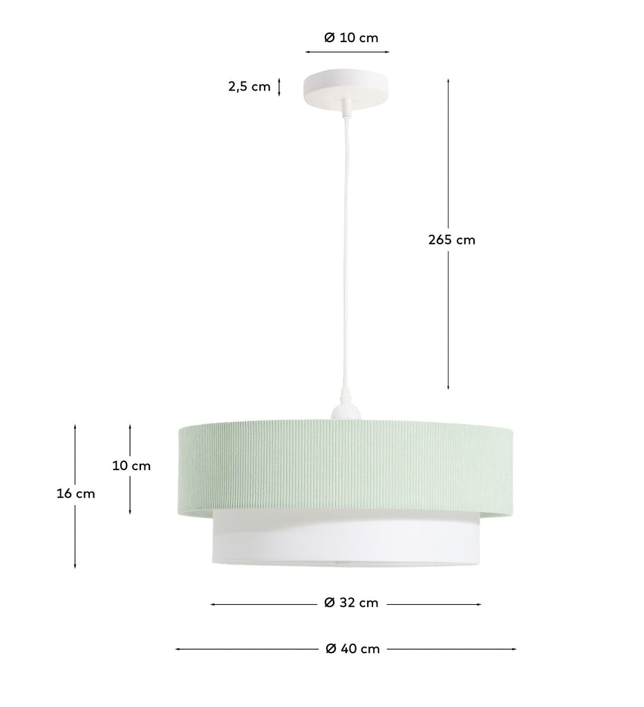 Bianella ceiling lamp in cotton and turquoise twill