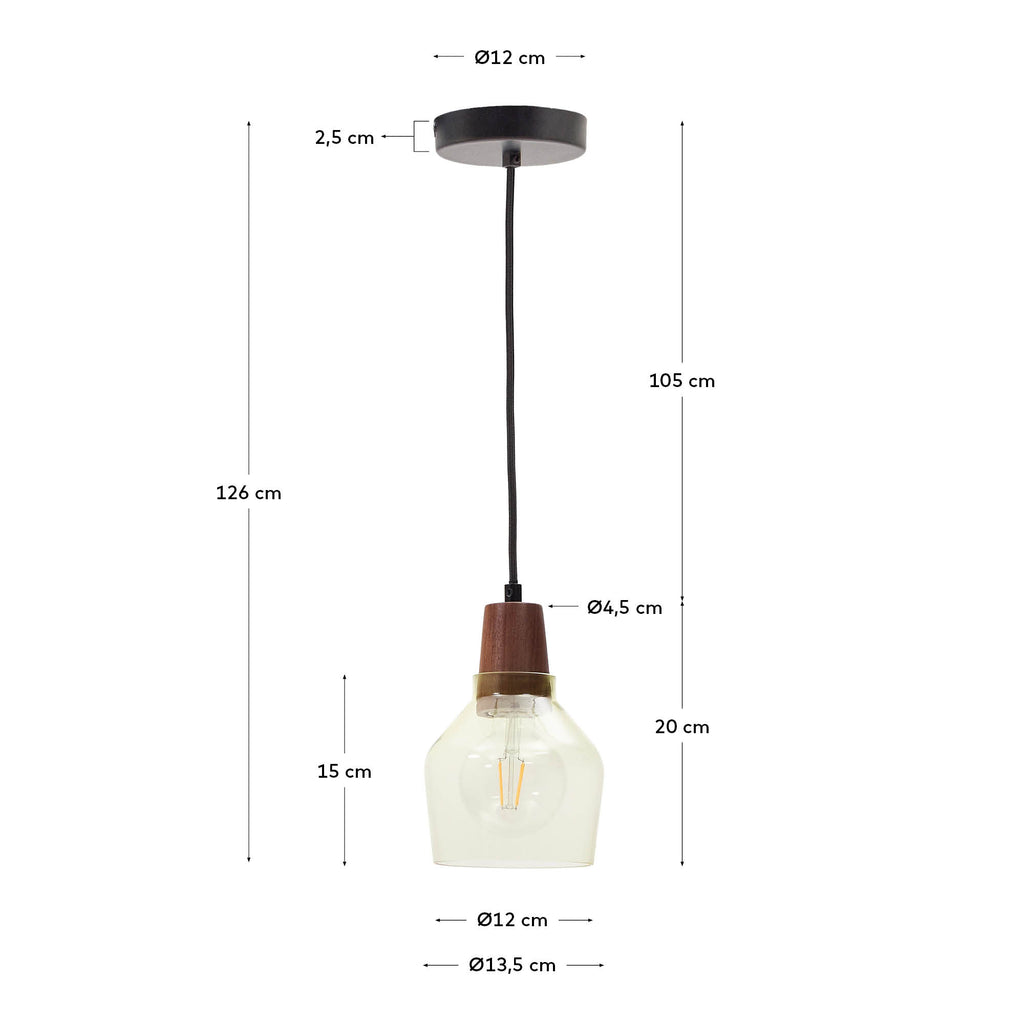 Silex plafonska lampa od zelenog stakla i oraha, Ø 13 cm