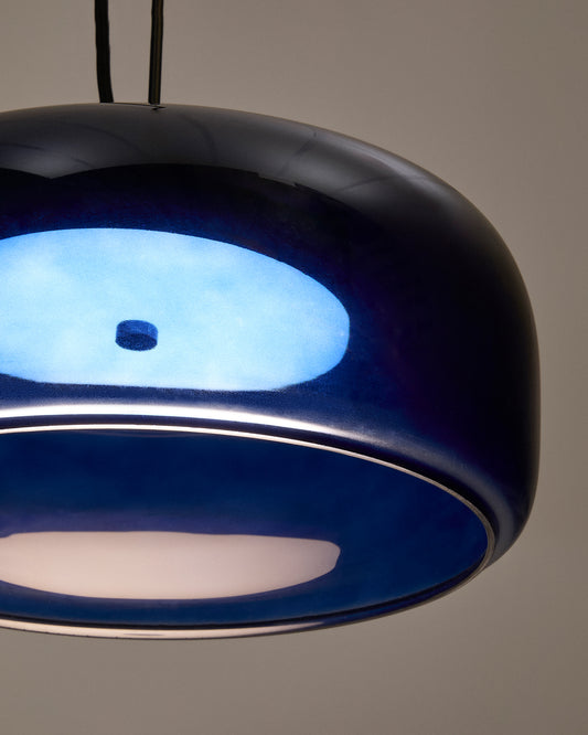 Reig plava staklena plafonska lampa, Ø 38 cm