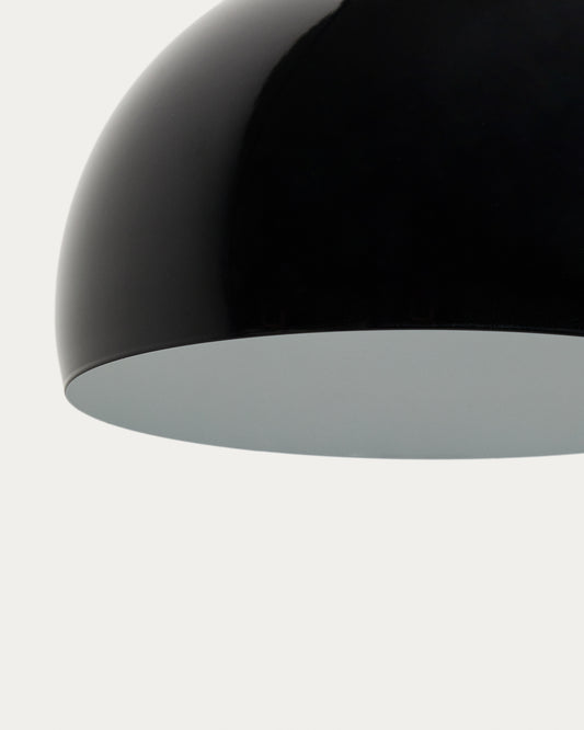 Madali floor lamp in steel with a black glossy finish and black marble