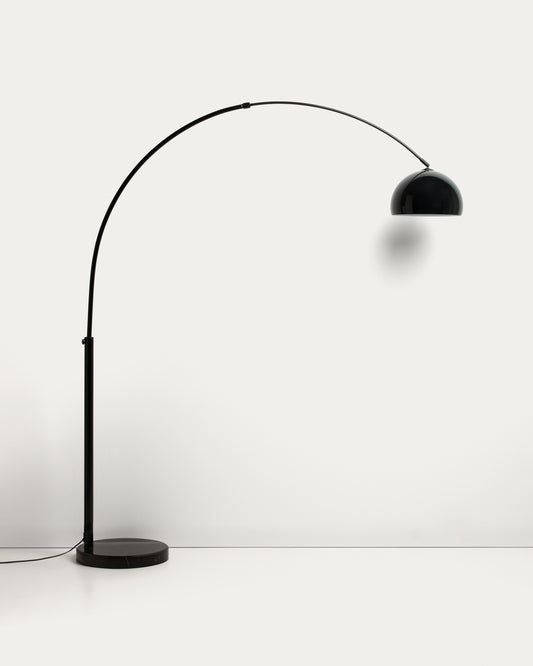 Madali podna lampa od čelika u sjajnoj crnoj boji sa crnim mermerom