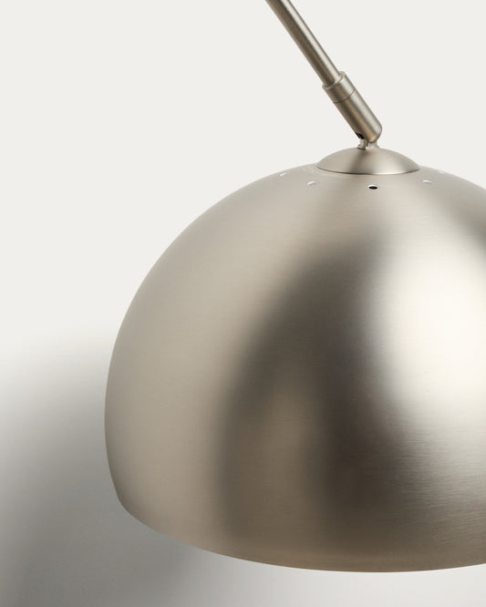 Madali floor lamp in steel with brushed silver finish and white marble