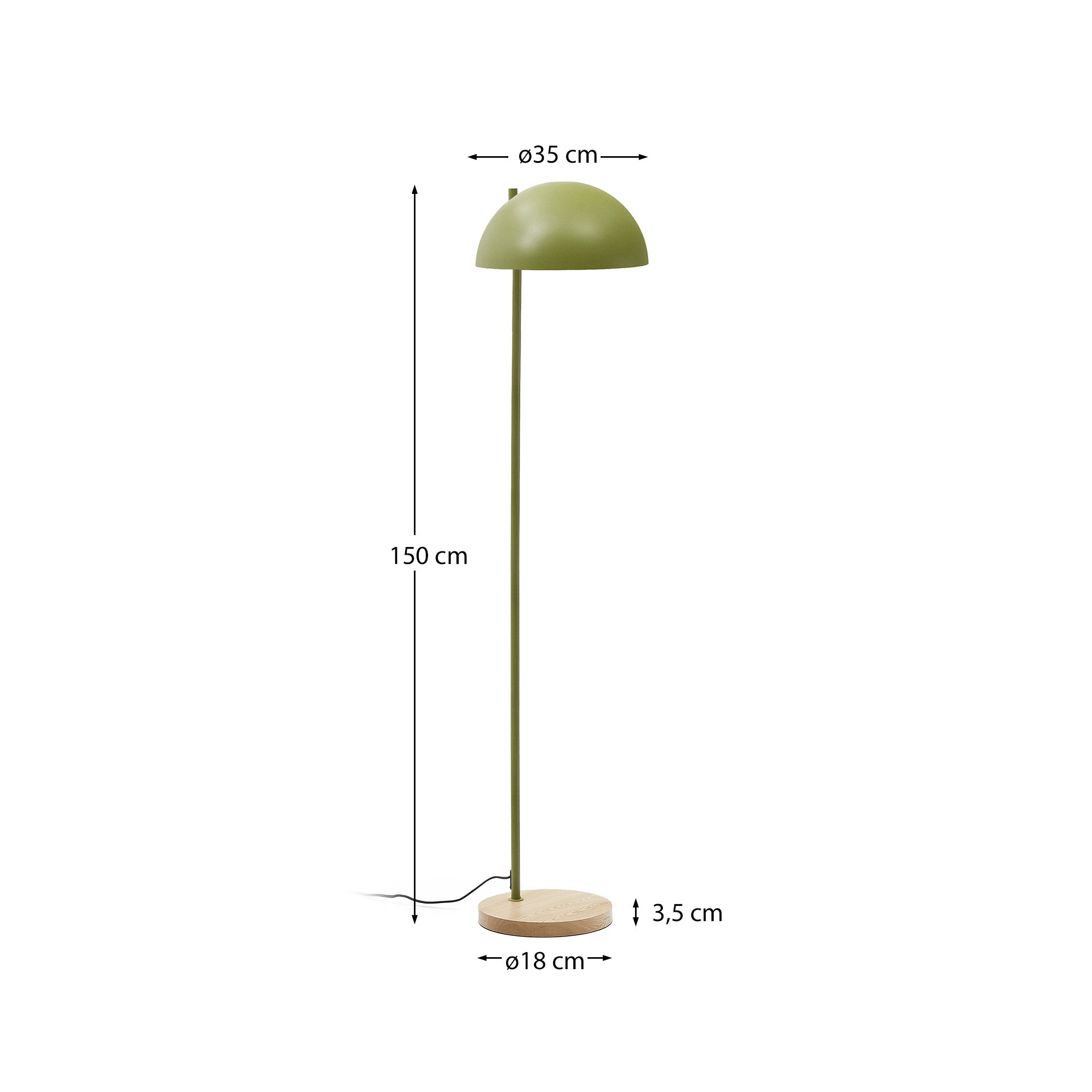 Catlar podna lampa od jasenovog drveta i metala u zelenoj boji