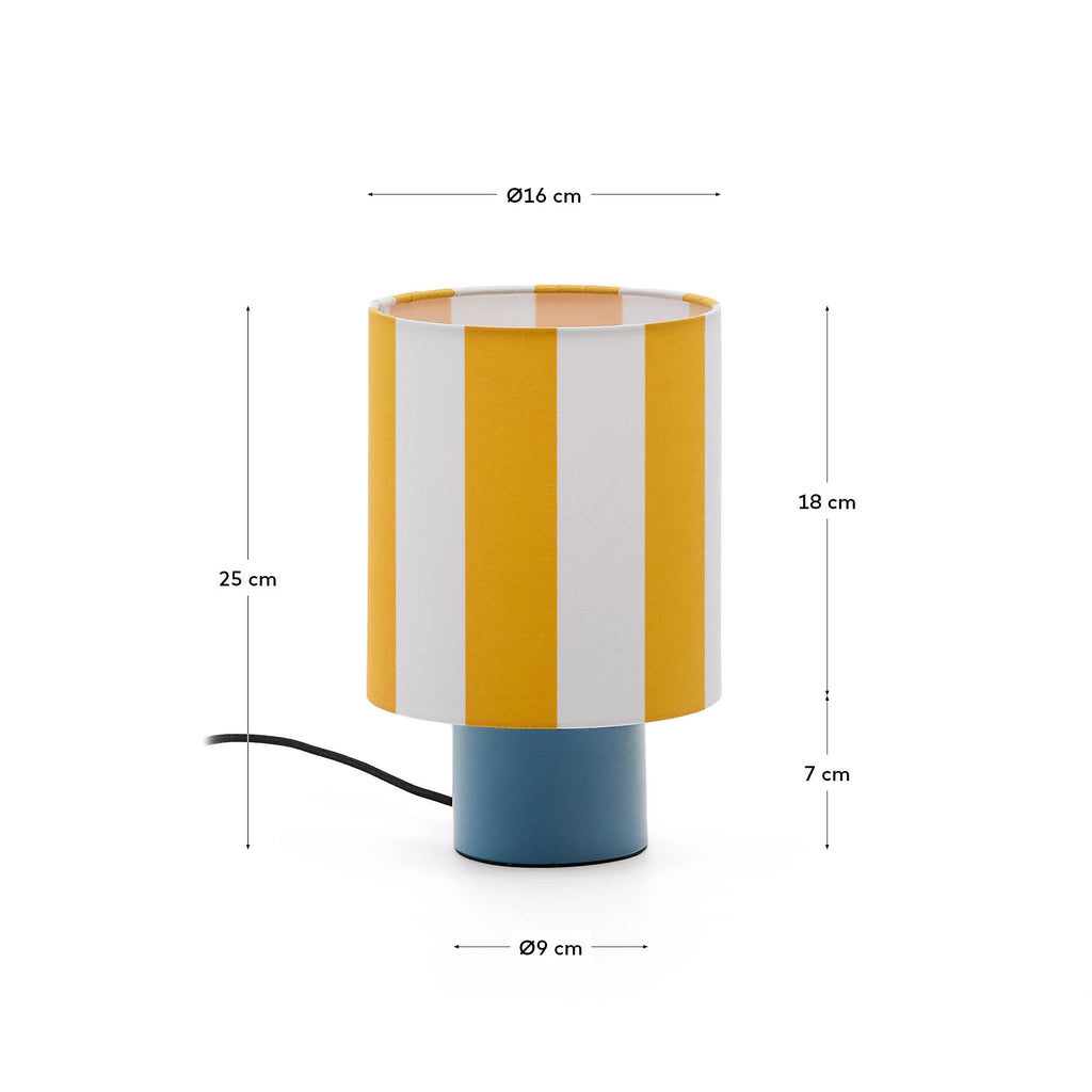 Ciral metalna stona lampa u plavoj boji.