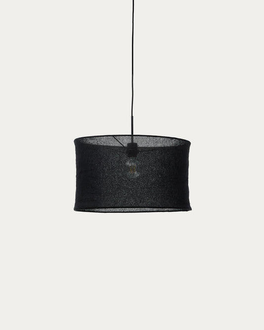Mariela abažur za plafonsku lampu od lana u crnoj boji, Ø 50 x 30 cm