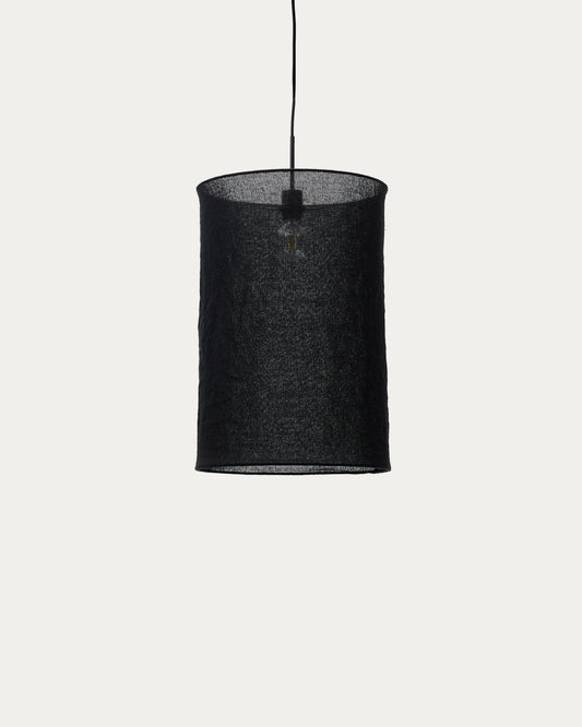 Mariela abažur za plafonsku lampu od lana u crnoj boji, Ø 40 x 60 cm