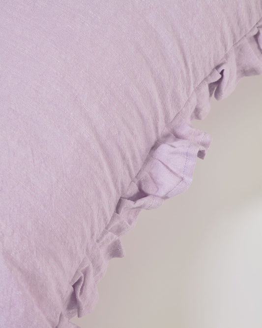 Nacha pamučna i lanena navlaka za jastuke u ljubičastoj boji, 45 x 45 cm