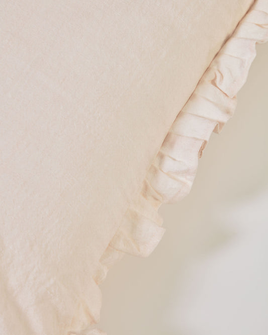 Nacha cushion cover made of pink cotton and linen 45 x 45 cm