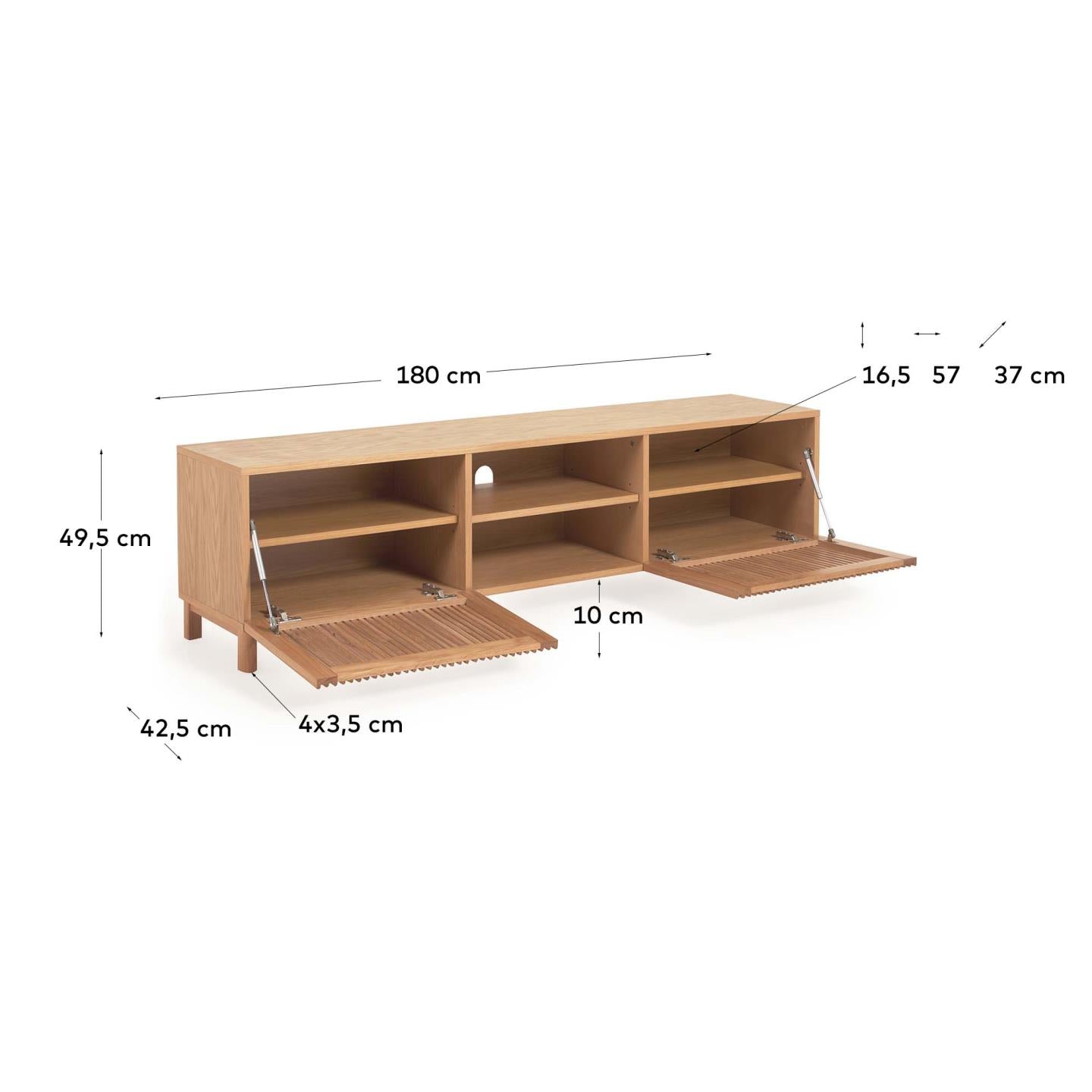 Beyla TV komoda sa 2 vrata od masivnog jasenovog drveta i hrastovog furnira, 180 x 49.5 cm, FSC 100%