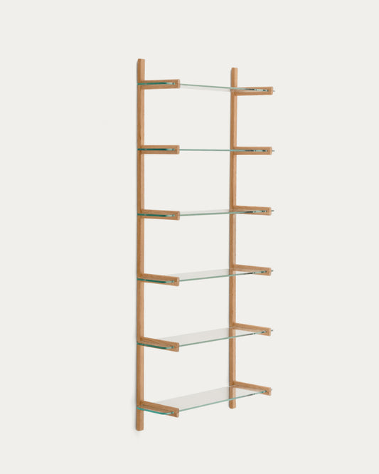 Sitra modularna polica, 6 staklenih polica i masivno hrastovo drvo, 90 cm, FSC Mix Credit