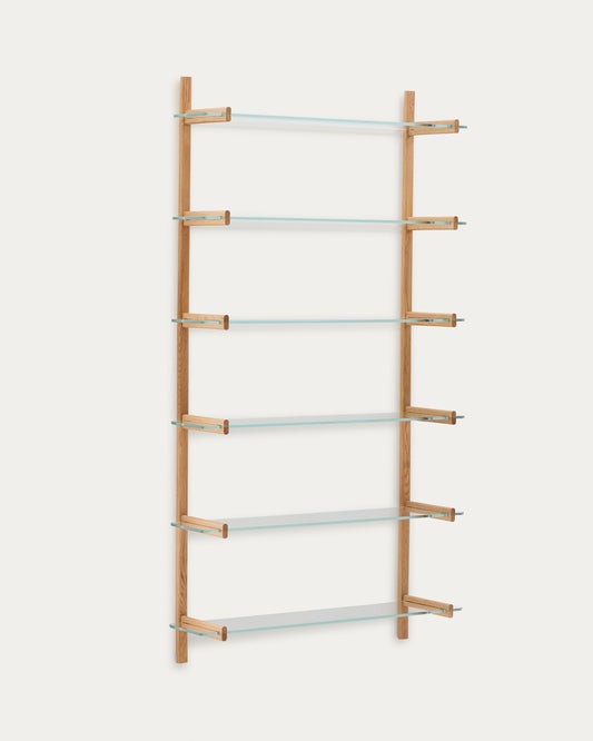 Sitra modularna polica, 6 staklenih polica i FSC Mik Credit puno hrastovo drvo, 110 cm