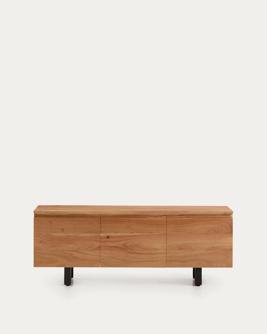 Uxue 3-door TV stand in solid acacia wood with bleached finish 150 x 58cm