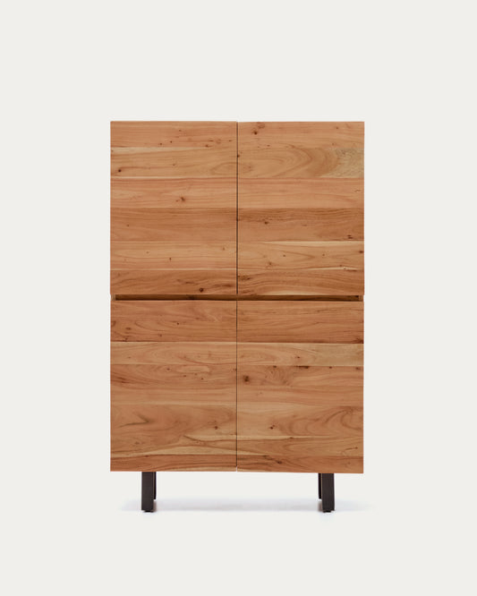 Uxue četvorosedna sideboard, 4 vrata, akacija drvo izbeljeno, crne čelične nogare, 100x155 cm