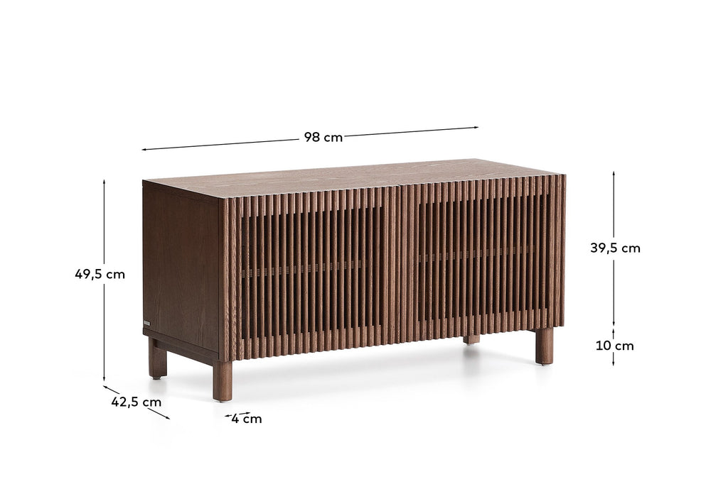 Beyla shoe cabinet, 2 doors, ash veneer, ash legs with walnut finish, 98.5 cm FSC 100%