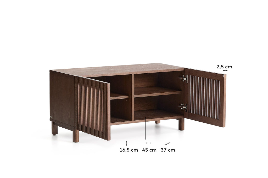 Beyla shoe cabinet, 2 doors, ash veneer, ash legs with walnut finish, 98.5 cm FSC 100%