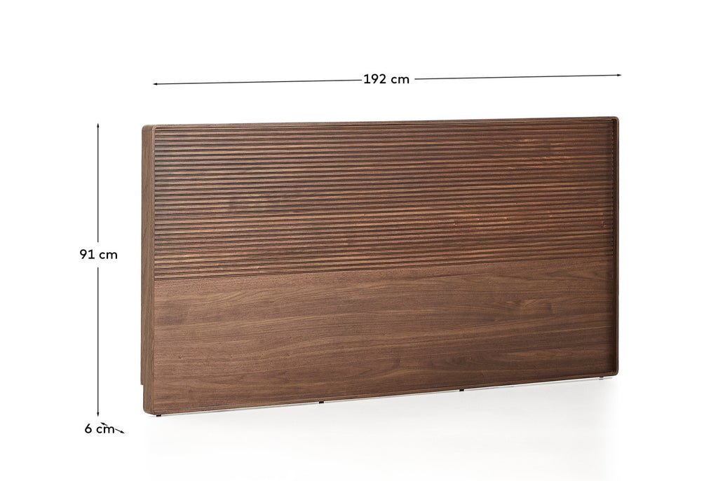 Norlen headboard in walnut veneer with dark finish and LED light for beds up to 180 cm FSC Mix Credit