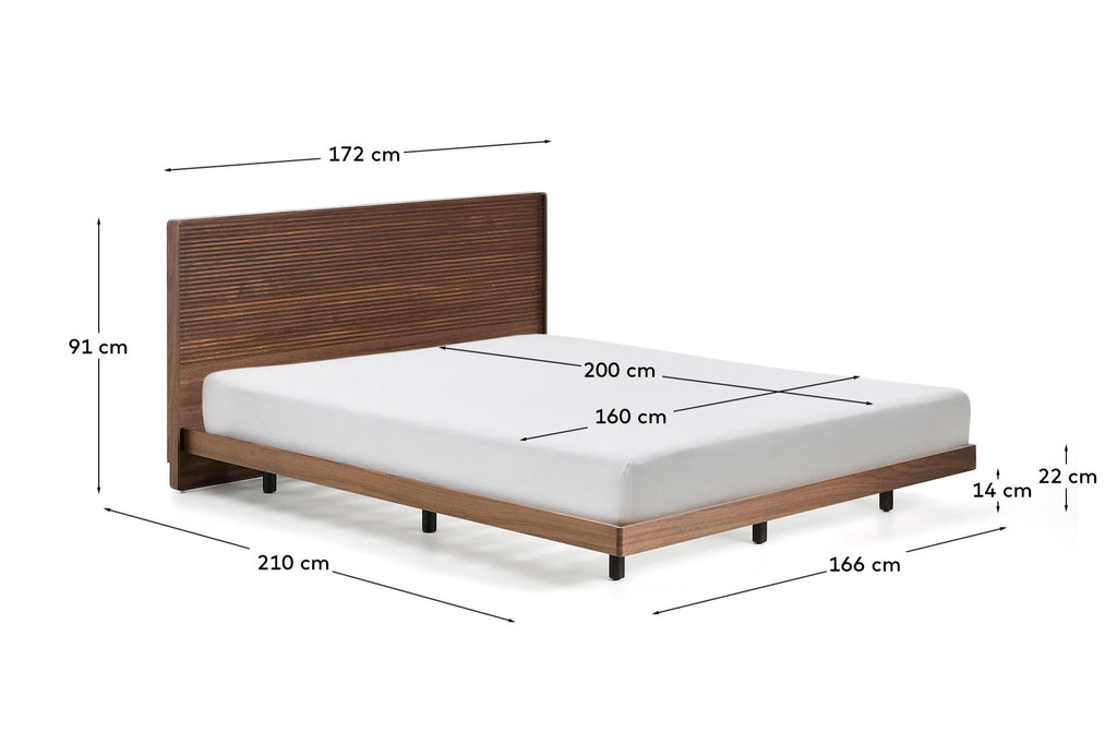 Norlen krevet u orahovom furniru sa tamnim završetkom i LED svetlom za dušek 160 x 200 cm FSC Mix Credit