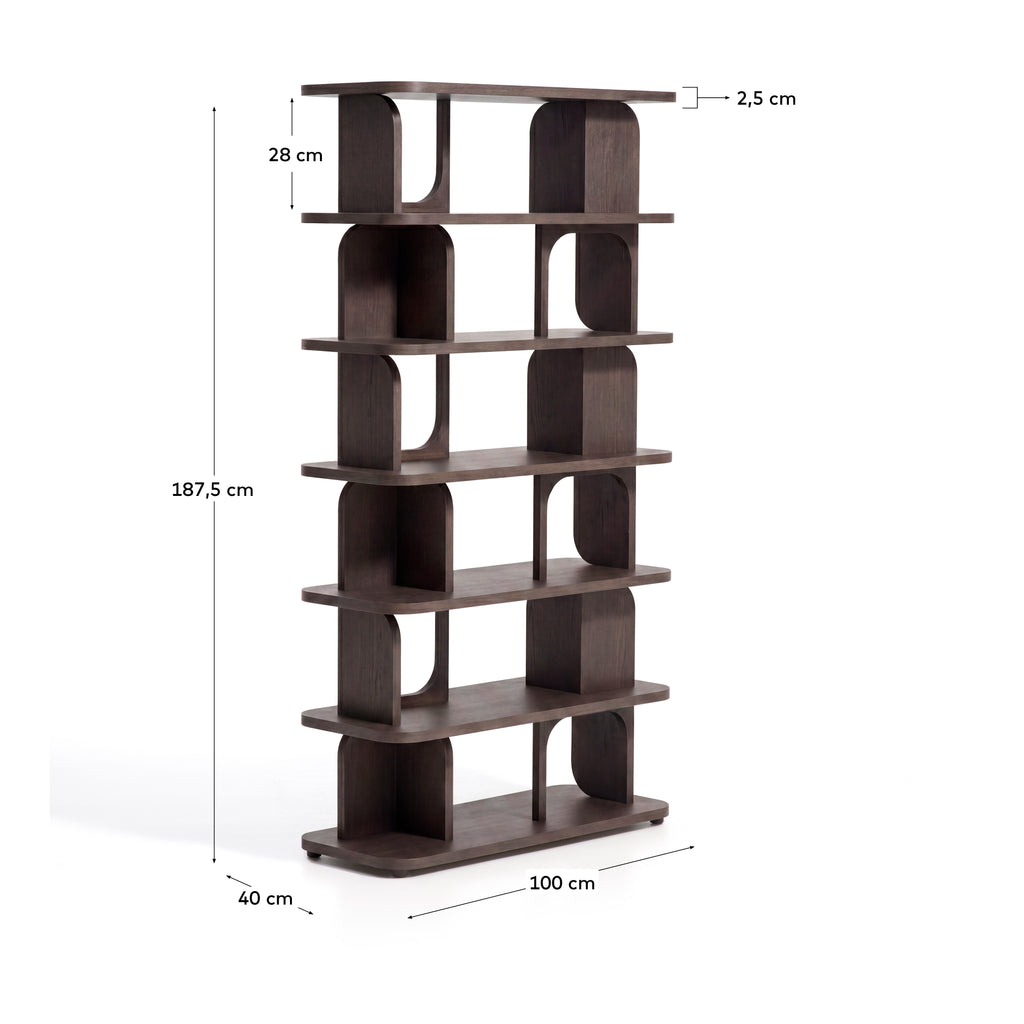 Polica Aduma od hrastovog furnira sa ebonizovanom završnom obradom FSC 100% 100 x 187 cm