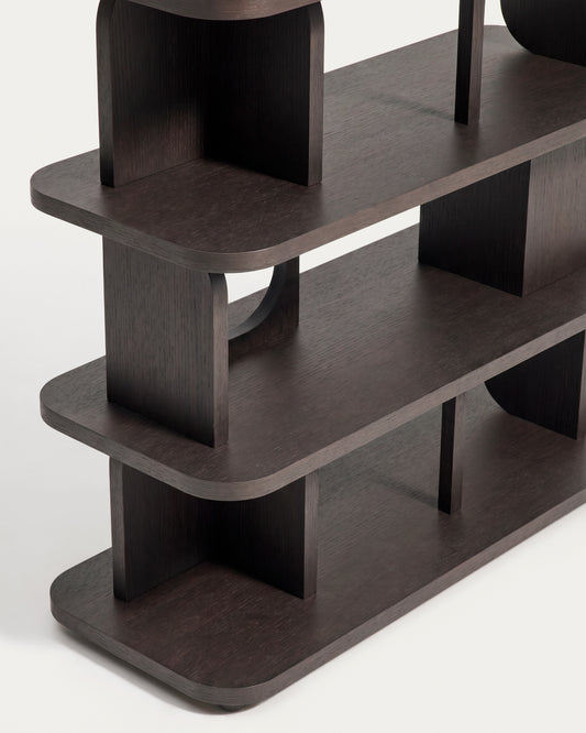 Aduma ebonised-finish oak veneer shelving unit with FSC 100% 100 x 187 cm