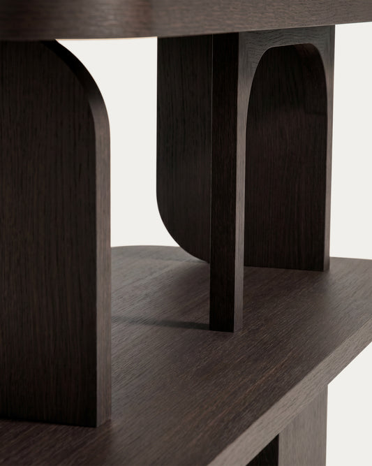 Aduma ebonised-finish oak veneer shelving unit with FSC 100% 100 x 187 cm