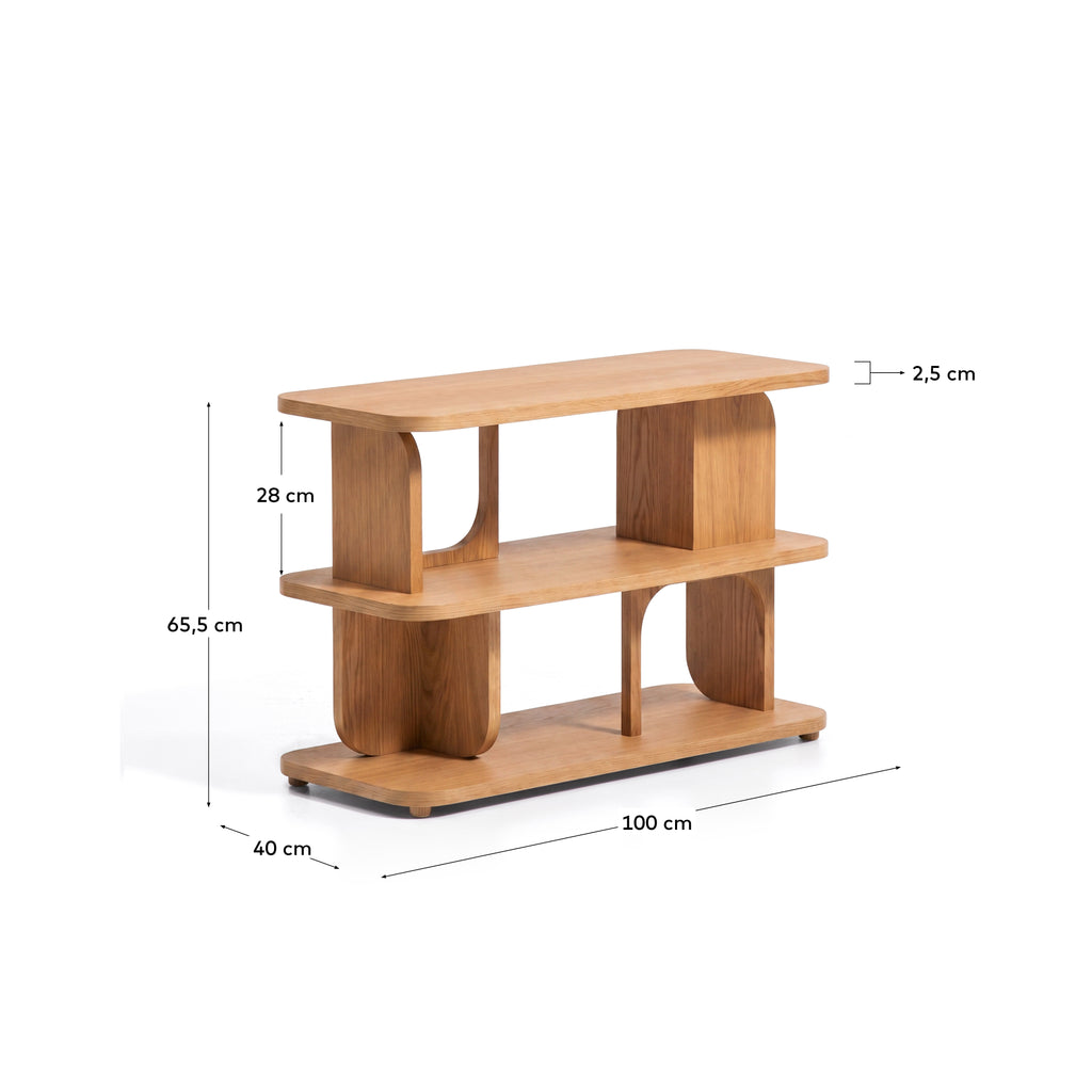 Aduma natural-coloured finish oak veneer shelving unit FSC 100% 100 x 65 cm