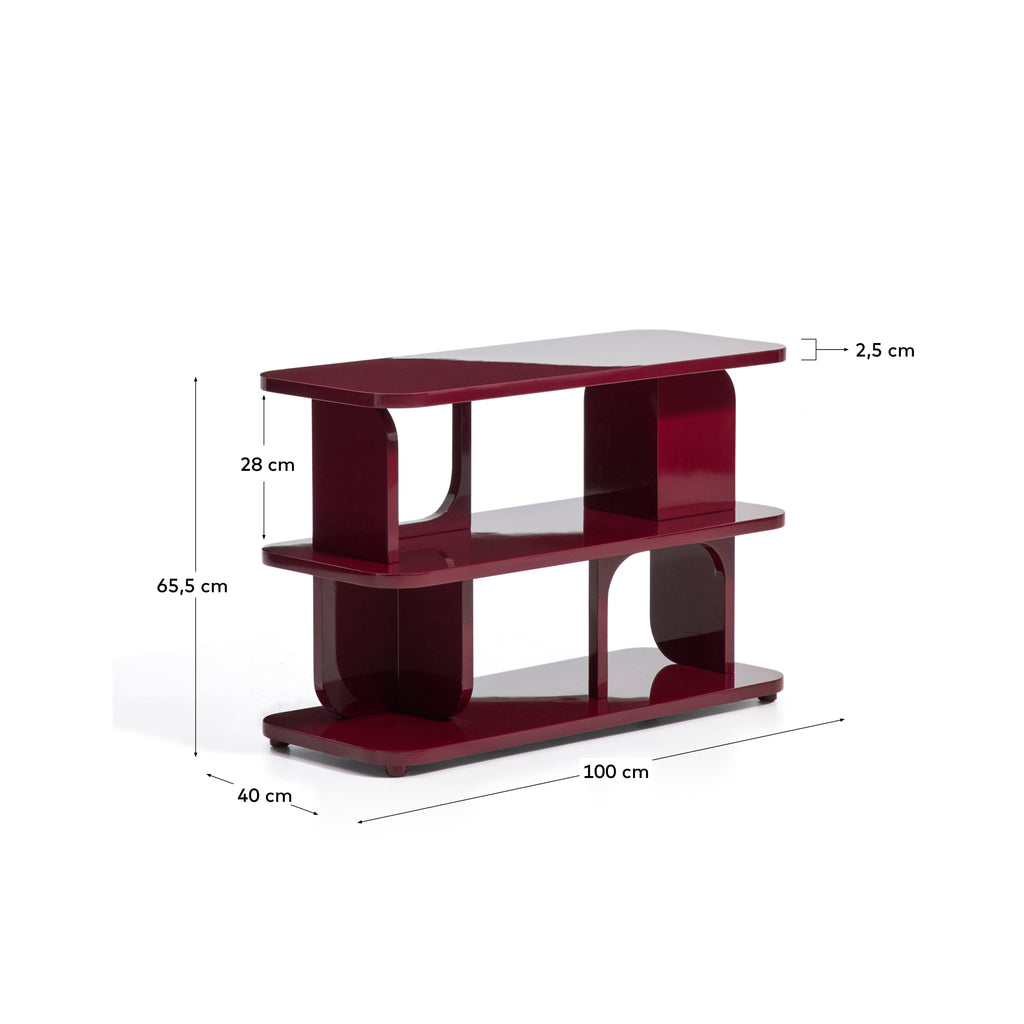 Aduma maroon glossy-finish lacquered MDF shelving unit FSC 100% 100 x 65 cm