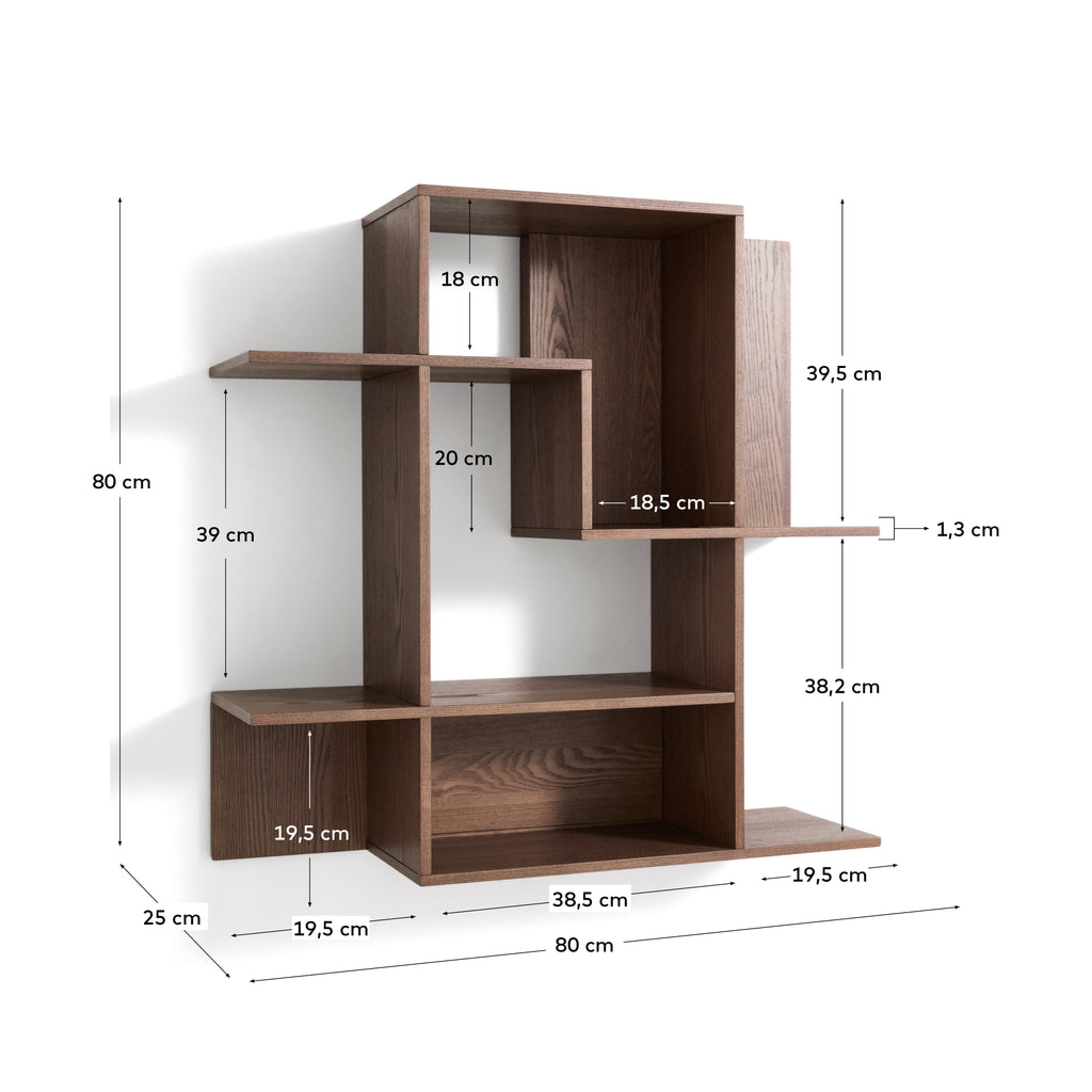 Ina modularni element za odlaganje od furnira jasena, završna obrada u tonu oraha, 80 x 80cm, FSC 100%