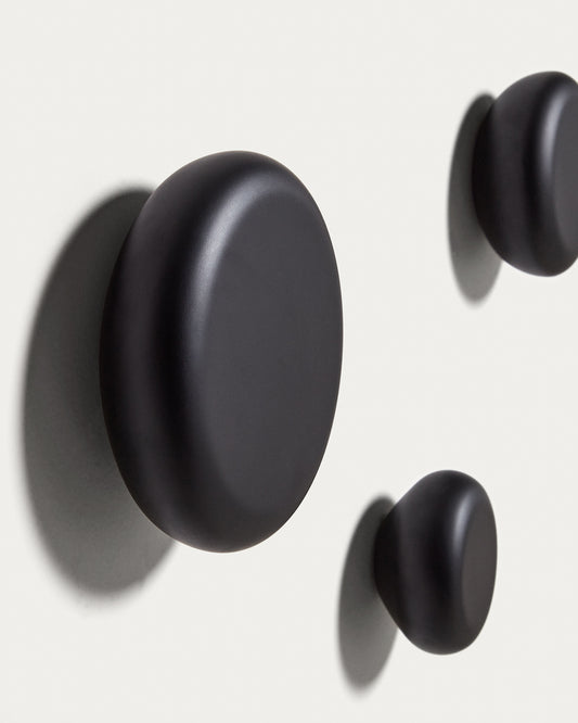 Nadue set od 3 zidne kuke od punog bukovog drveta sa crnom završnom obradom