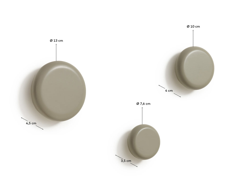 Nadue set od 3 zidne kuke od punog bukovog drveta sa sivom završnom obradom