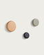 Nadue set of 3 solid beech wood wall hooks with natural, grey, and black finishes