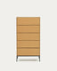 Vedrana 5 drawer chest of drawers in oak veneer with black steel legs, 60 x 114 cm
