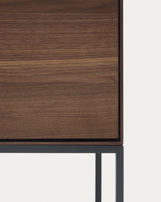 Vedrana 4 door tall sideboard in walnut veneer with steel legs, 97.5 x 160 cm