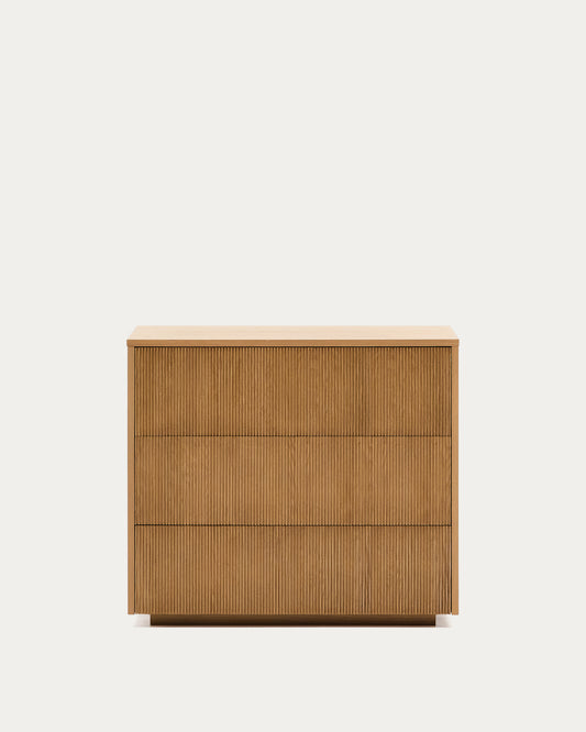 Helvine chest of 3 drawers in oak veneer 90 x 78 cm FSC 100%