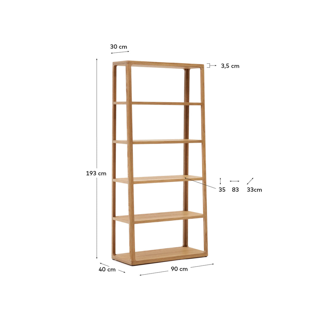 Maymai shelf with solid oak structure 90 x 193 cm