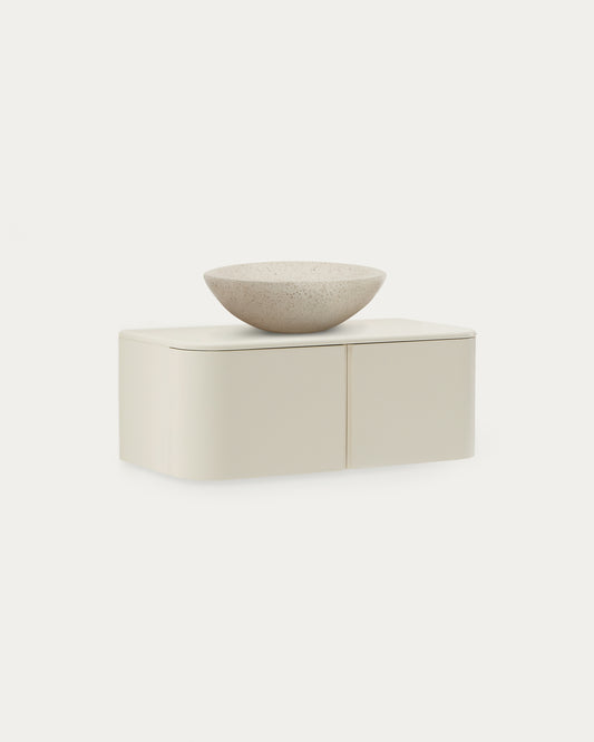 Salaya bathroom furniture in lacquered beige ash laminated plywood 90 x 45 cm