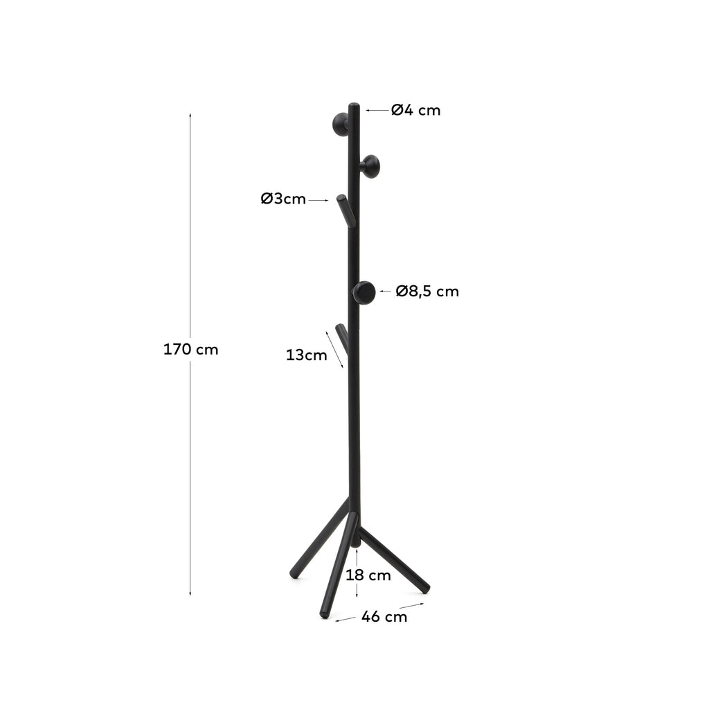 Nadue stalak za kapute od masivnog bukovog drveta sa crnom završnom obradom 170 cm
