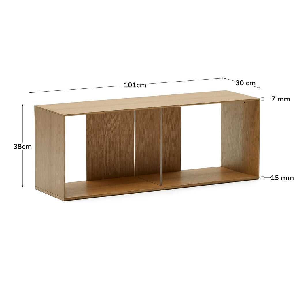 Litto set of 4 modular shelving units in oak wood veneer, 168 x 76 cm