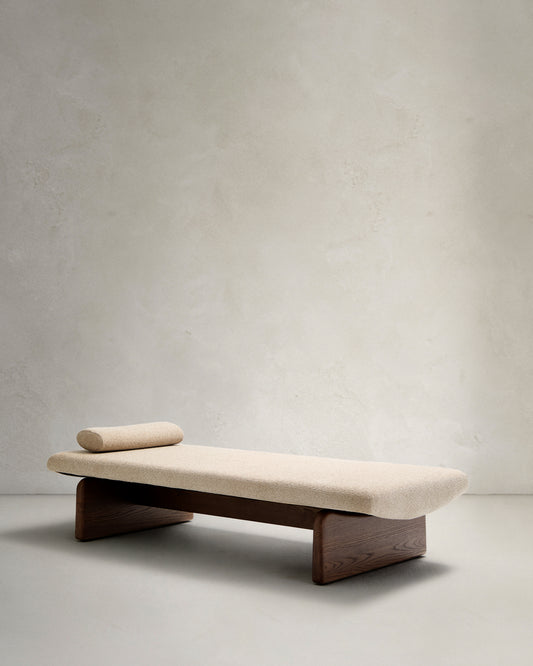 topaz divan od u bež ženilu sa masivnim jasenovim drvetom u boji oraha, 200 cm FSC 100%