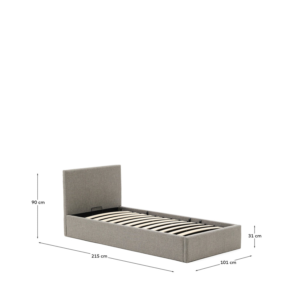 Nahiri bed with lifting mechanism, gray, for mattress 90 x 200 cm