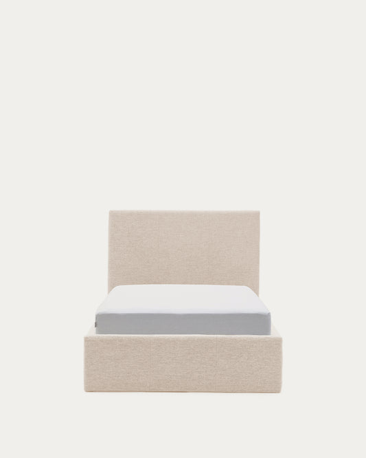 Nahiri bež krevet od šenila sa osnovom za odlaganje dušeka 90 x 200 cm