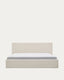 Nahiri beige chenille lift-up storage bed for a 180 x 200 cm mattress
