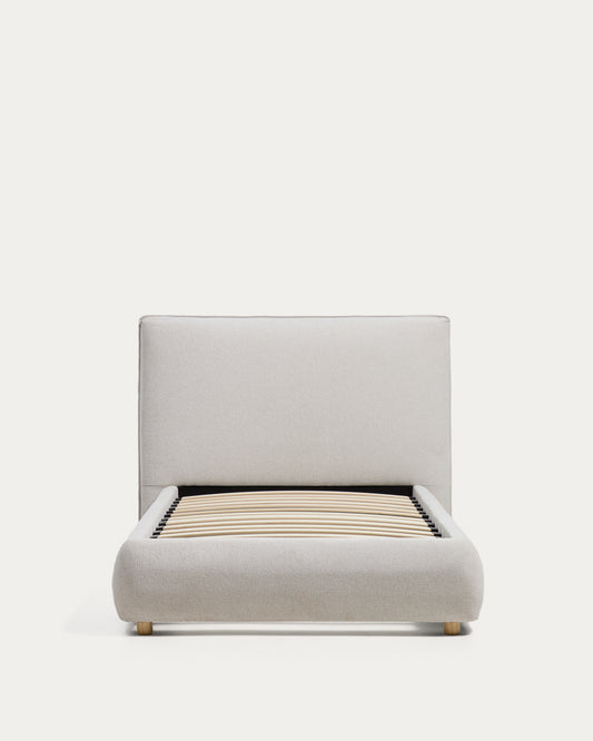 Elerio ecru chenille bed for 90 x 200cm mattress