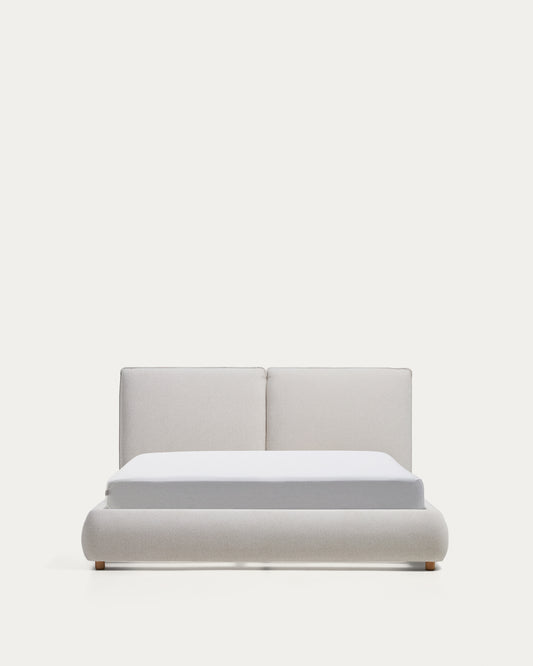 Elerio ecru chenille bed for 150 x 200cm mattress