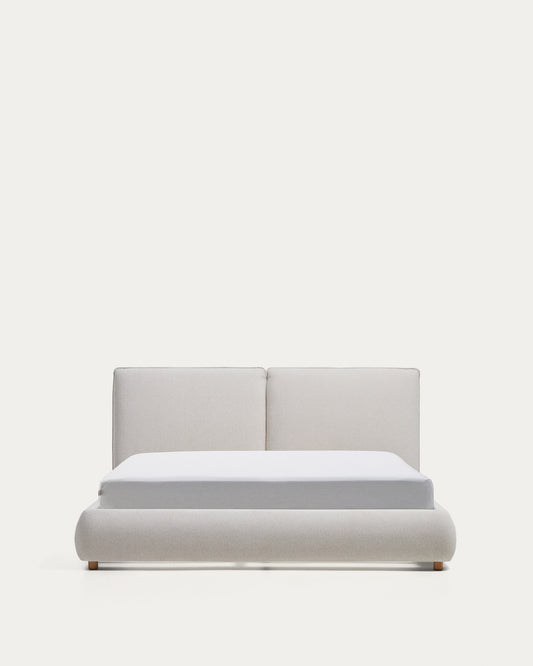 Elerio ecru chenille bed for 160 x 200cm mattress